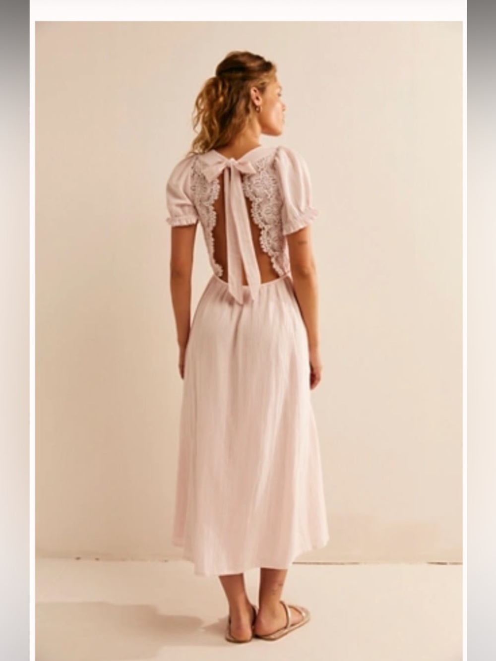 NWT Free People All You Need Is Lace Midi Dress - Size Small in light pink